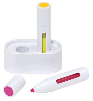 SET 2 EVIDENZIATORI (ROSA E GIALLO) INCHIOSTRO LIQUIDO CON BASE