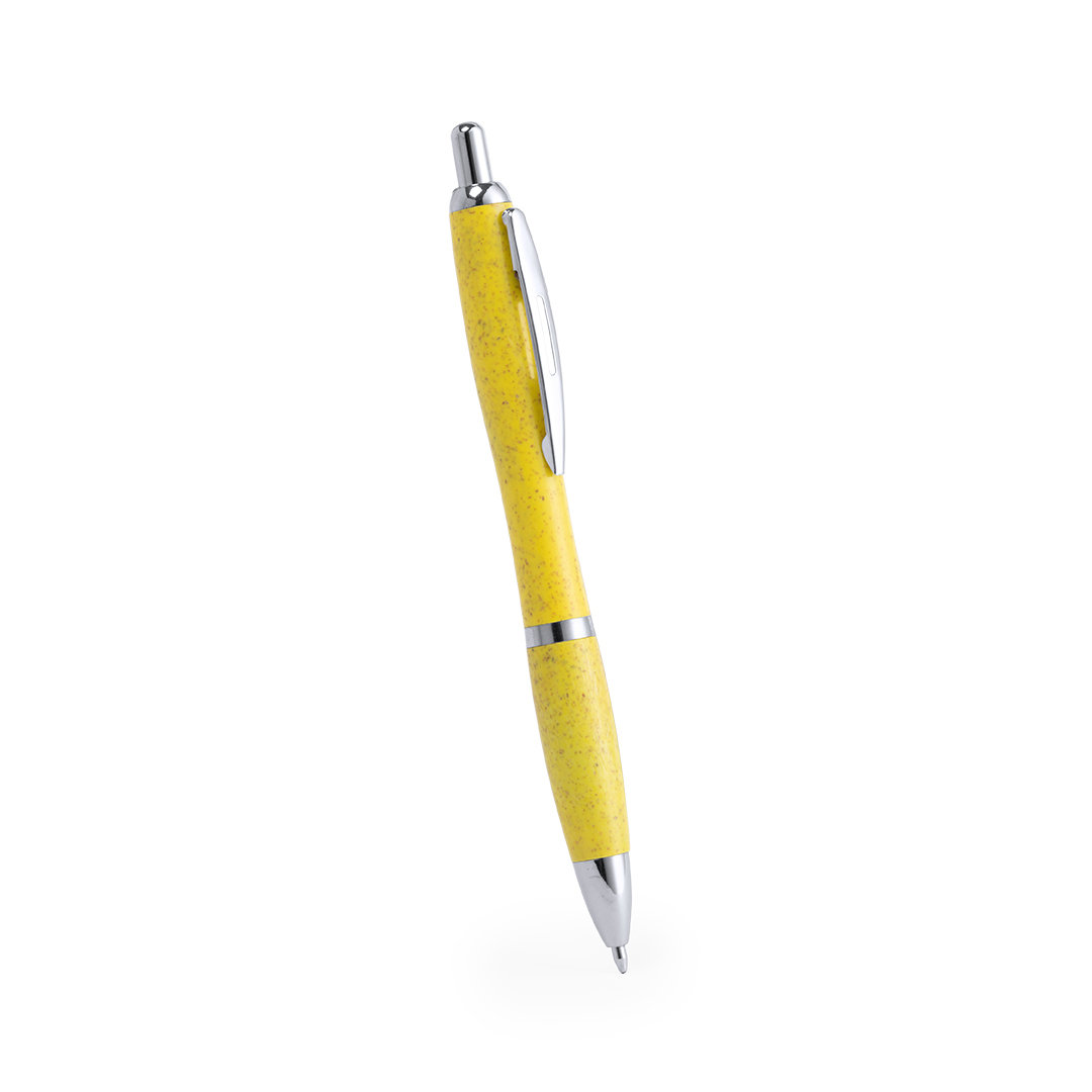 PENNA A SFERA A SCATTO IN PAGLIA DI FRUMENTO REFILL BLU