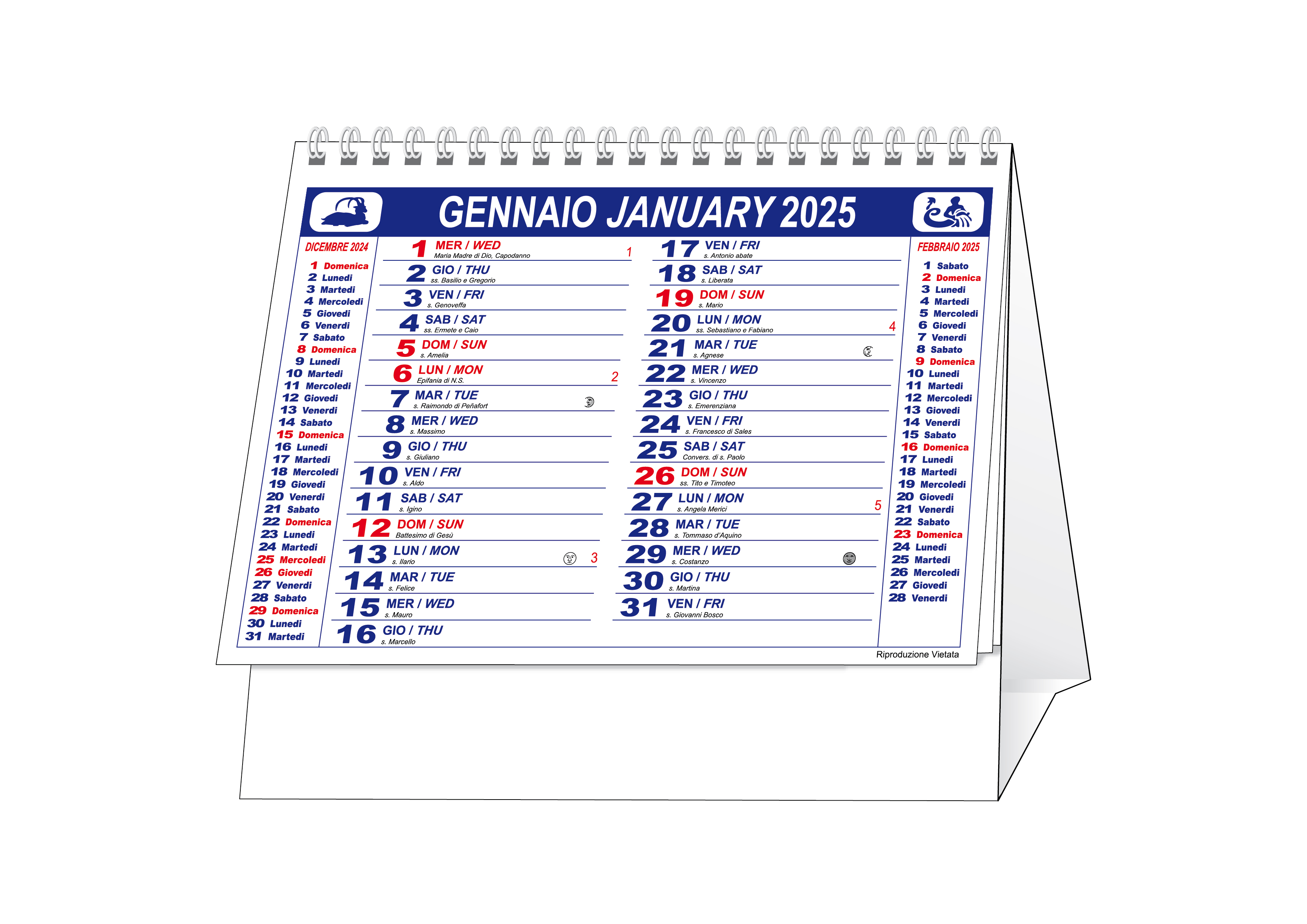 CALENDARIO OLANDESE DA TAVOLO 17x15,2 cm