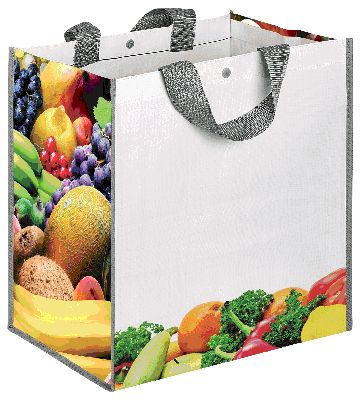 SHOPPER IN PP CON MANICI IN NYLON E BOTTONE cm 35x34,5x22