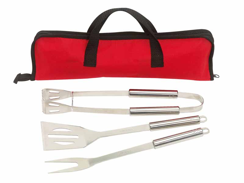 SET BARBECUE 3 PEZZI IN ACCIAIO CON ASTUCCIO cm 40x12x6