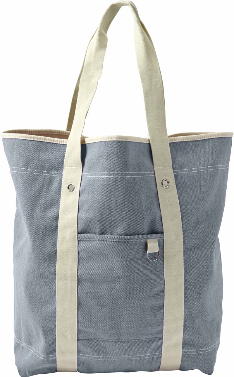 BORSA MARE IN COTONE EFFETTO JEANS 52X46X17 CM