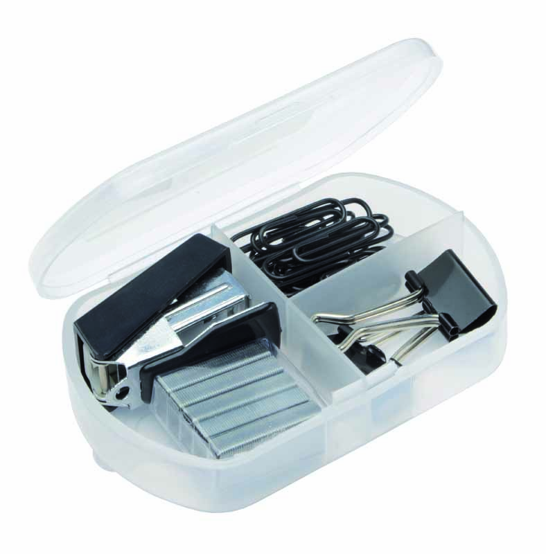 SET UFFICIO CON CUCITRICE, GRAFFETTE E DUE CLIP cm. 9,4x6x2,1