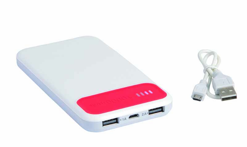 POWERBANK 10000 mAh CON INDICATORE DI CARICA 14,5x7,3x1,5 cm