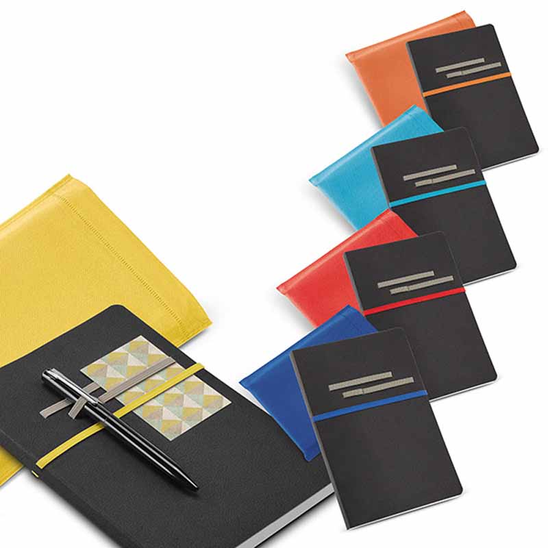 QUADERNO IN PU FORMATO A5 96 FOGLI BIANCHI CON CUSTODIA IN TNT