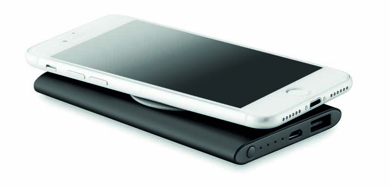 POWERBANK 4000mAh WIRELESS IN ALLUMINIO cm 12x6,5x0,9