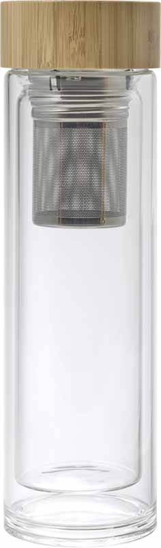 THERMOS IN VETRO CON INFUSORE, 420ml, PARETE DOPPIA