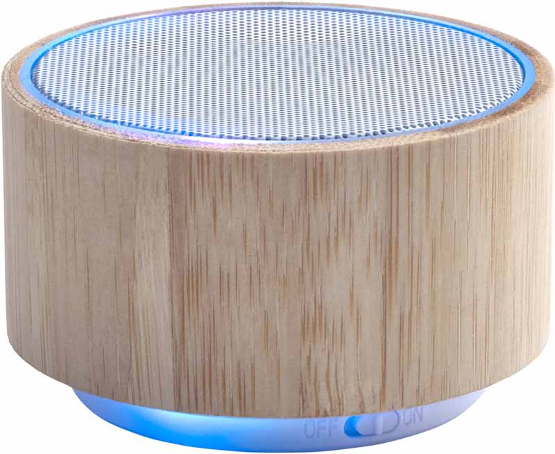 SPEAKER WIRELESS IN BAMBOO E ABS CON LUCI MULTICOLORE