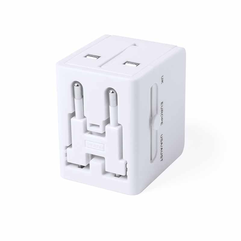 ADATTATORE UNIVERSALE DI CORRENTE CON 2 USCITE USB cm 4,5x5,6x6,