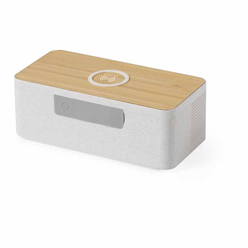 SPEAKER BLUETOOTH CARICATORE WIRELESS IN BAMBOO/PAGLIA DI FRUMEN