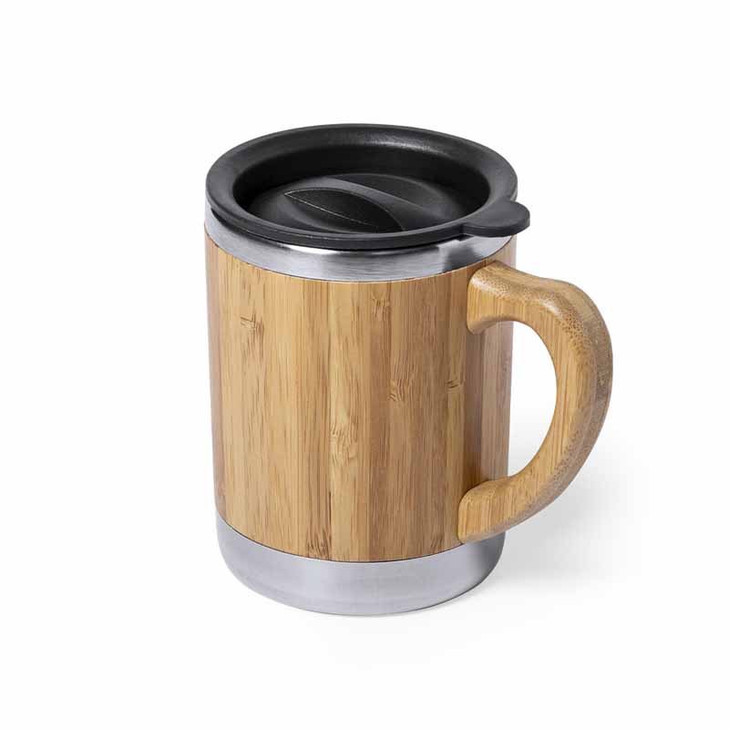 TAZZA TERMICA IN ACCIAIO E BAMBU', 300ml, PARETE DOPPIA