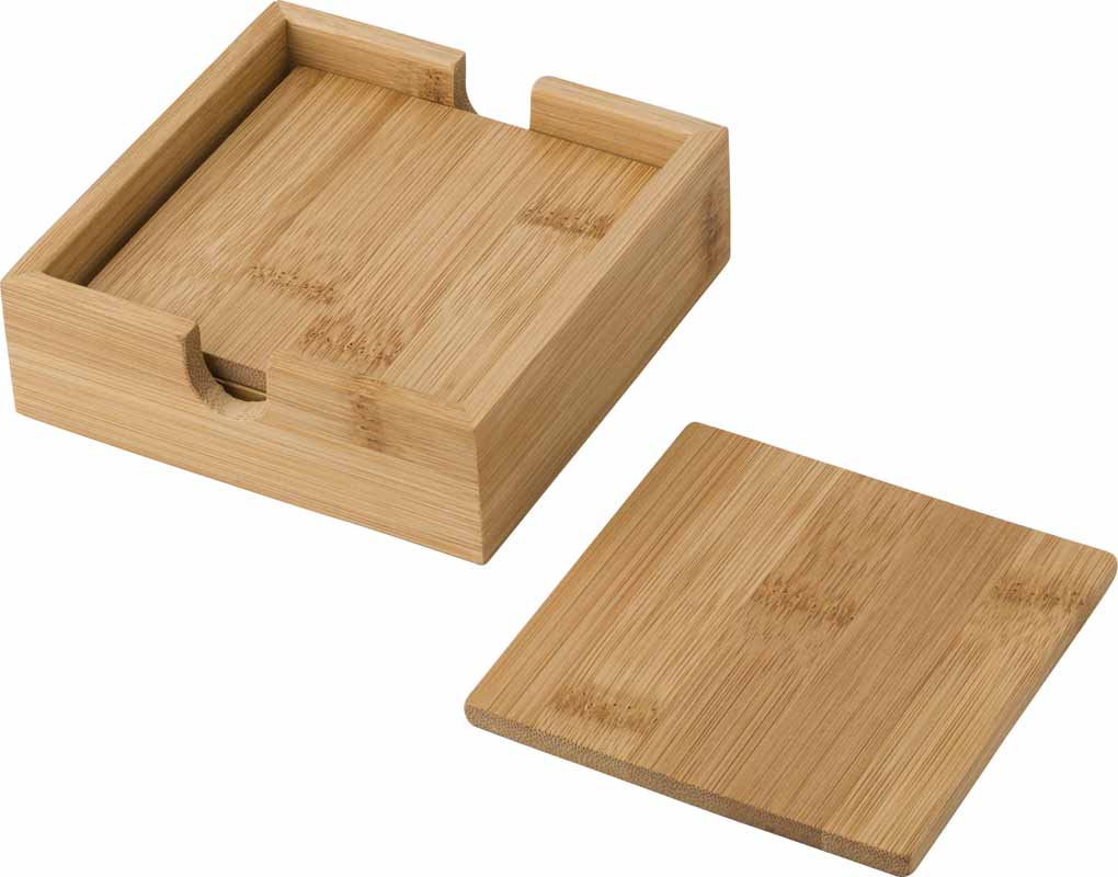 SET 4 SOTTOBICCHIERI IN BAMBOO cm. 11,4x11,4x3,5