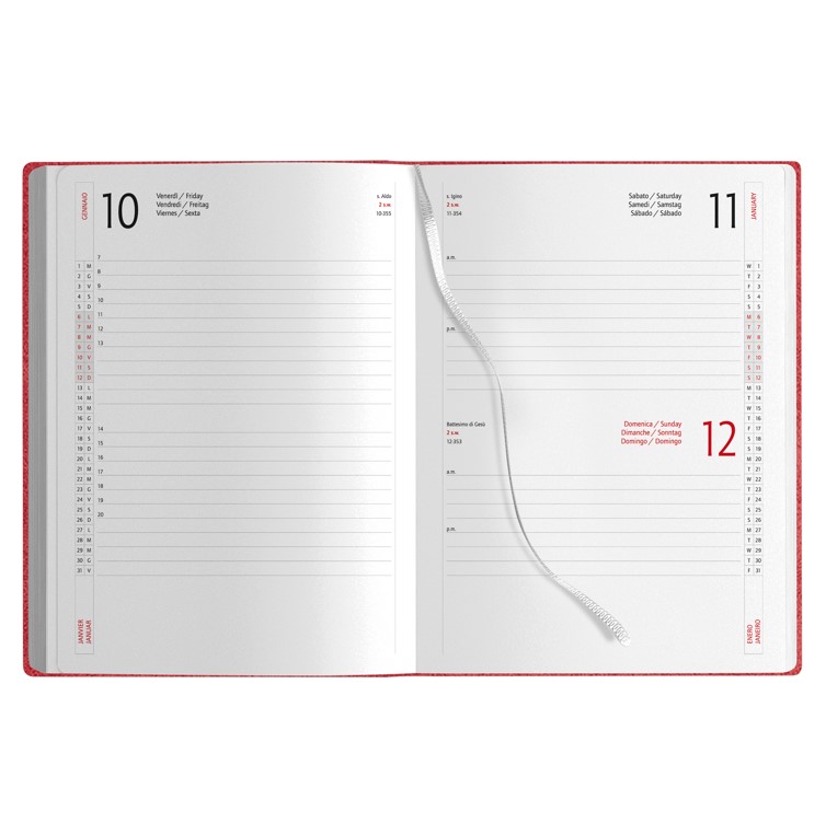 AGENDA GIORNALIERA cm. 15x21 IN POLIURETANO CON 2 TASCHE