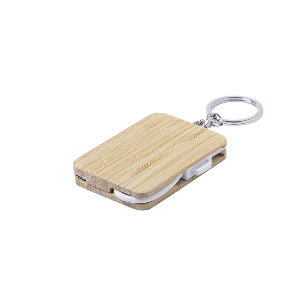 PORTACHIAVI CON CAVO DI RICARICA REALIZZATO IN BAMBOO cm 10x4x0,