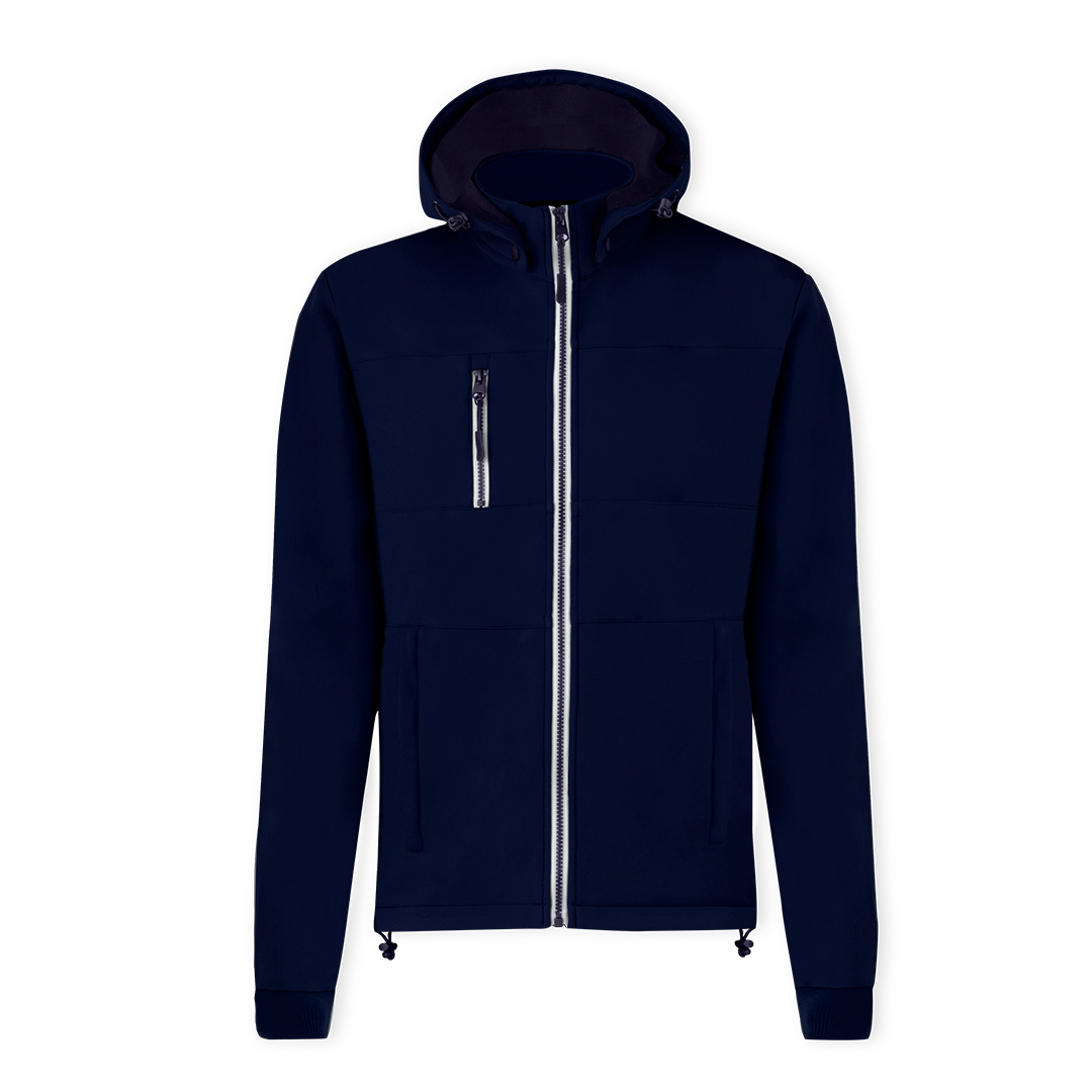 GIACCA CON ZIP LUNGA E CAPPUCCIO IN SOFTSHELL 290 GR