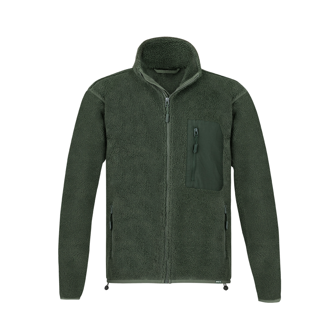 FELPA CON ZIP LUNGA E TASCHINO C/ZIP IN POL. RPET E SHERPA 280gr