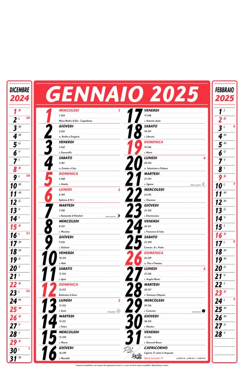 CALENDARIO OLANDESE 12 FOGLI 32x49 cm