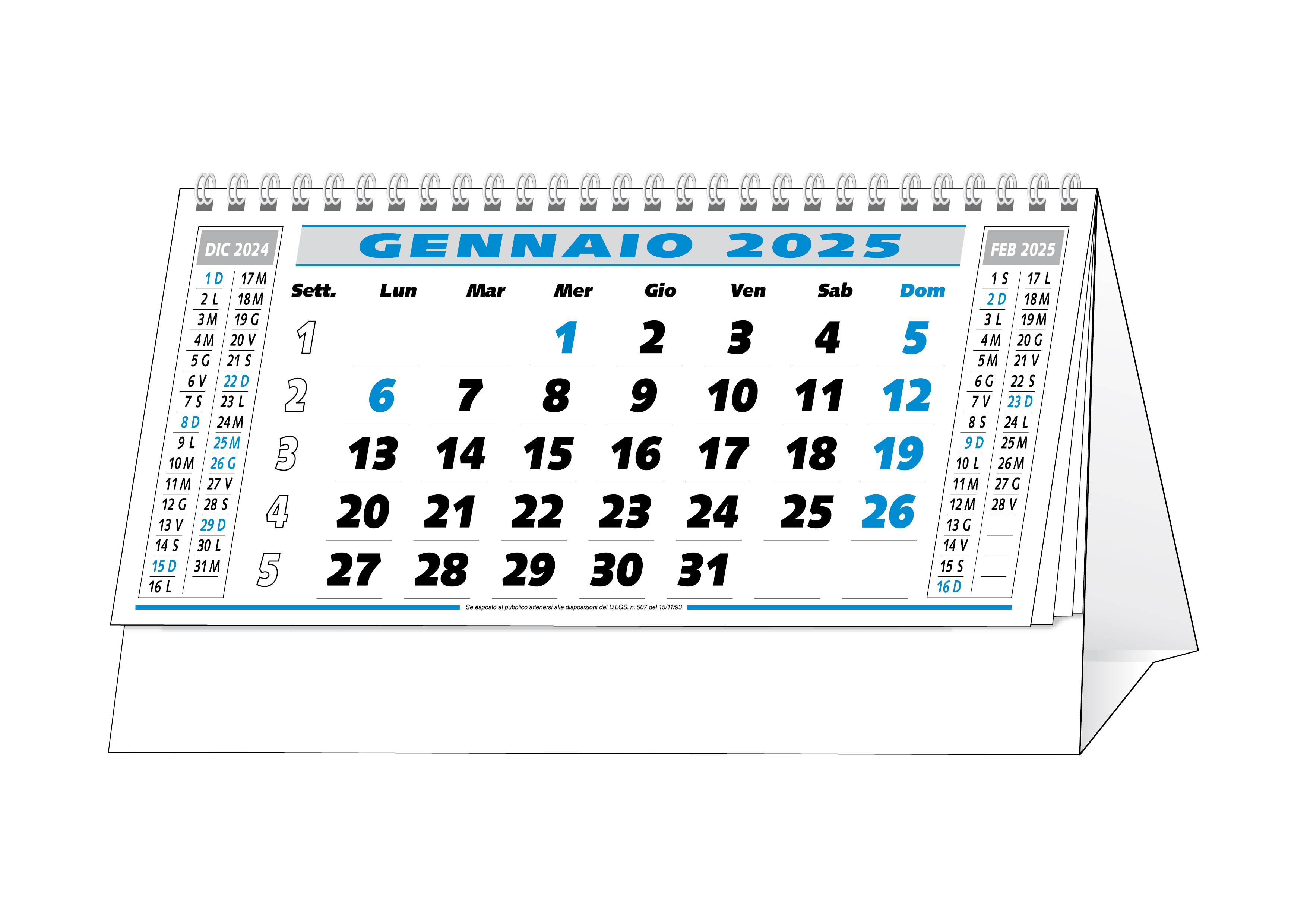 CALENDARIO OLANDESE DA TAVOLO 13 FOGLI
