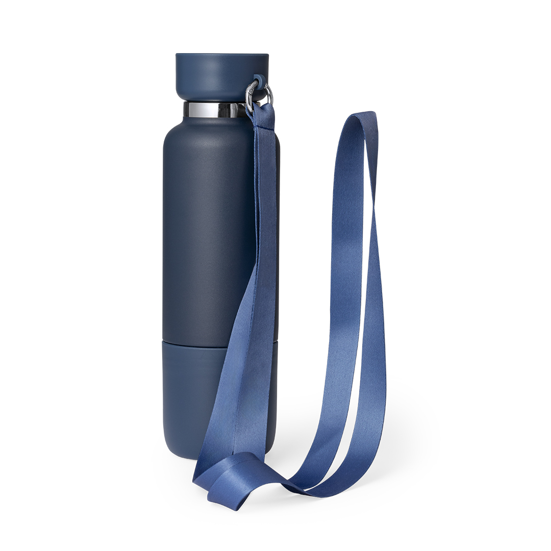 BORRACCIA TERMICA IN ACCIAIO, 550 ml, CON BICCHIERE