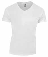 T-SHIRT SCOLLO V BIANCA 150gr 100% COTONE PETTINATO