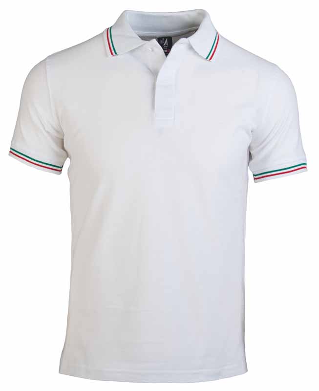 POLO IN COTONE PIQUET PETTINATO CON PROFILI TRICOLORE 200gr