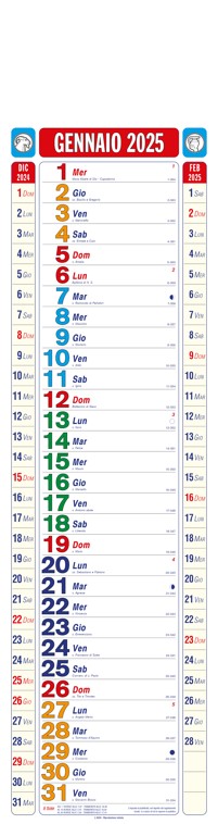 CALENDARIO OLANDESE MULTICOLOR LUNGO 18x68 cm