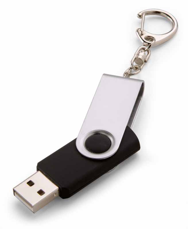 CHIAVETTA USB GIREVOLE IN ALLUMINIO CON P/CHIAVI 1GB
