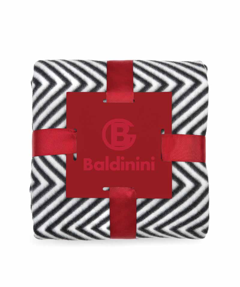 BALDININI PLAID IN PILE CON STAMPA SPINATA BLACK/WHITE cm 130x15