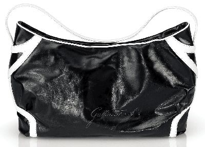 GATTINONI BORSA DONNA IN ECOPELLE COLORE NERO/BIANCO cm. 38x9x23