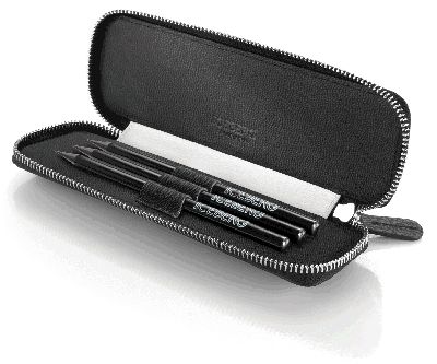 ICEBERG PORTAMATITE IN VERA PELLE CON 3 MATITE cm. 14x13,5x3