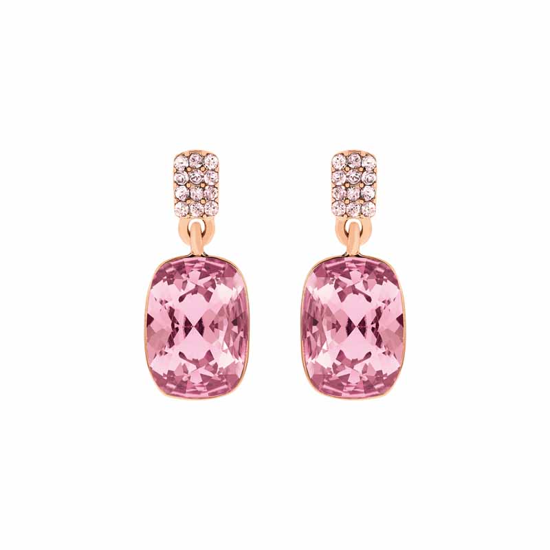 LOLAANDGRACE ORECCHINI COCKTAIL SQUARE CRYSTAL ANTIQUE PINK