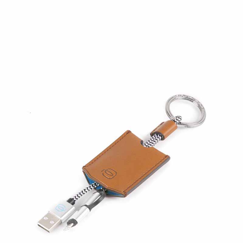 PORTACHIAVI IN PELLE CON CAVO USB cm 4x5,5x1