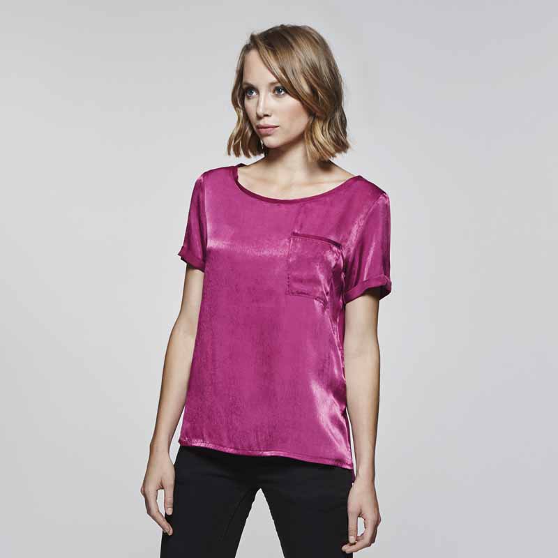 T-SHIRT DONNA MANICHE CORTE CON TASCA SUL PETTO