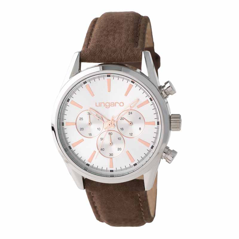 UNGARO OROLOGIO CRONO CON CINTURINO IN PELLE W.R. 10 ATM
