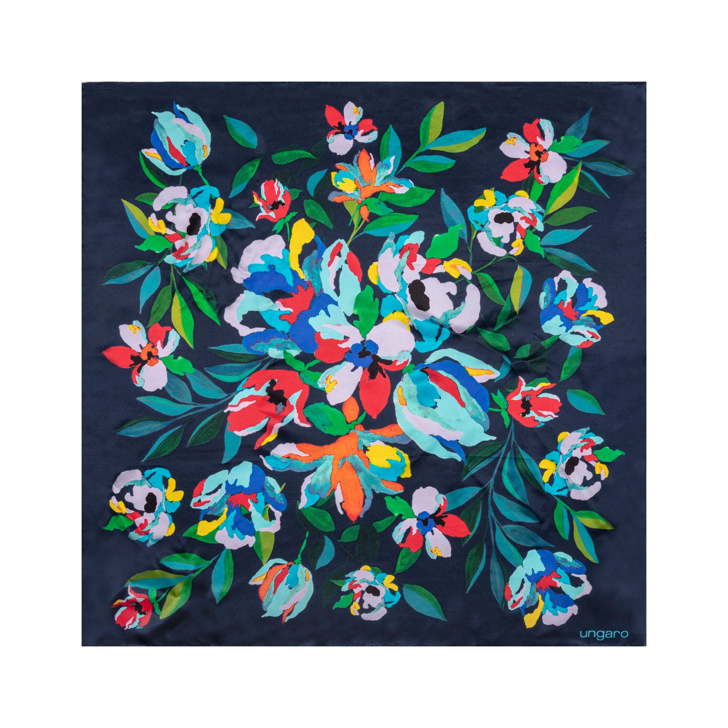 UNGARO FOULARD IN SETA CON STAMPA FLOREALE 65x65 cm