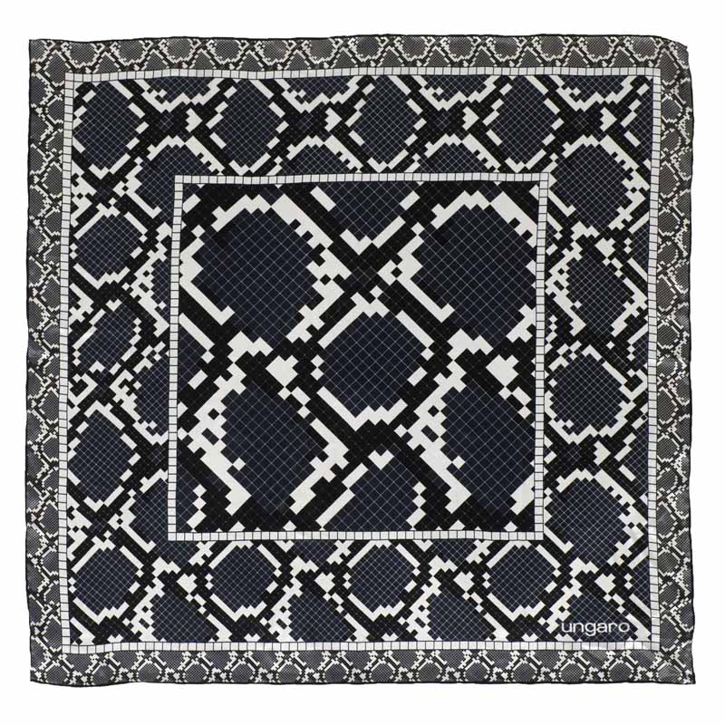 UNGARO FOULARD IN SETA FANTASIA PITONE BLU 90x90 CM