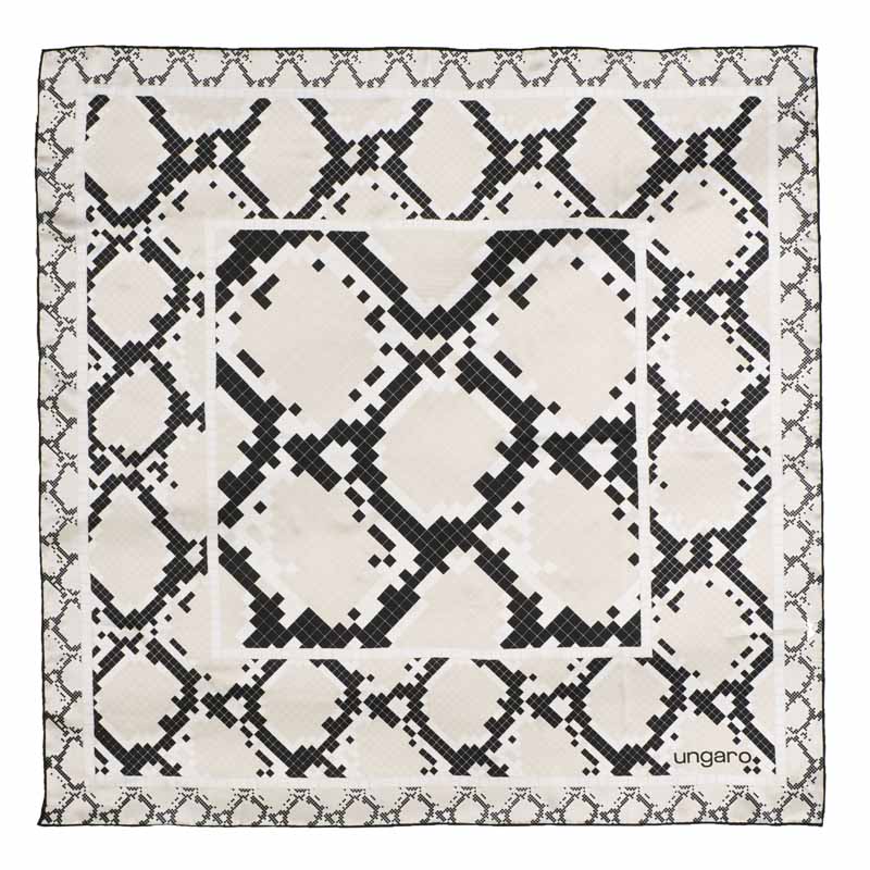 UNGARO FOULARD IN SETA FANTASIA PITONE CREMA 90x90 CM