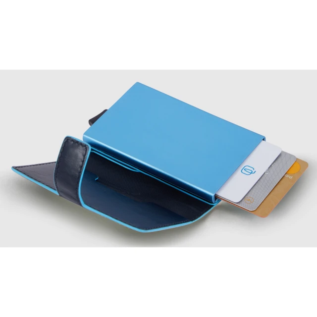 PORTACARTE DI CREDITO IN METALLO E PELLE cm 6,5x10x2